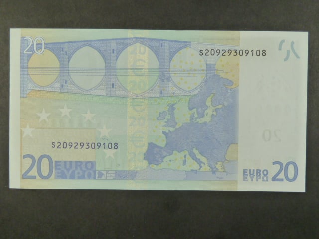 20 Euro 2002 s.S, Itálie, podpis Jeana-Clauda Tricheta, J019 tiskárna Istituto Poligrafico e Zecca dello Stato, Itálie