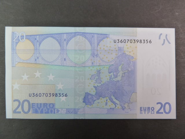 20 Euro 2002 s.U, Francie, podpis Jeana-Clauda Tricheta, L039 tiskárna Banque de France, Francie