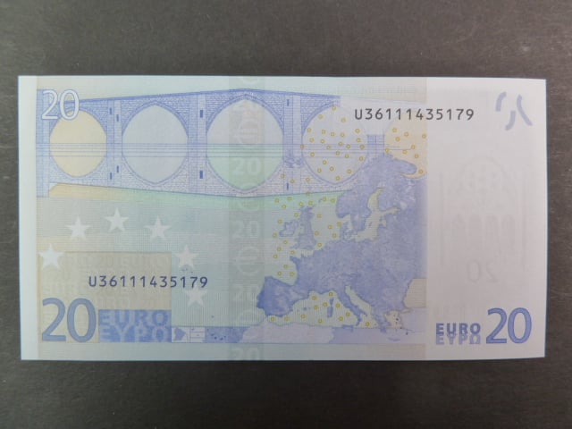 20 Euro 2002 s.U, Francie, podpis Jeana-Clauda Tricheta, L041 tiskárna Banque de France, Francie