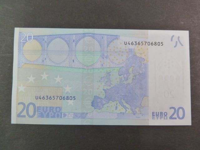 20 Euro 2002 s.U, Francie, podpis Jeana-Clauda Tricheta, L058 tiskárna Banque de France, Francie