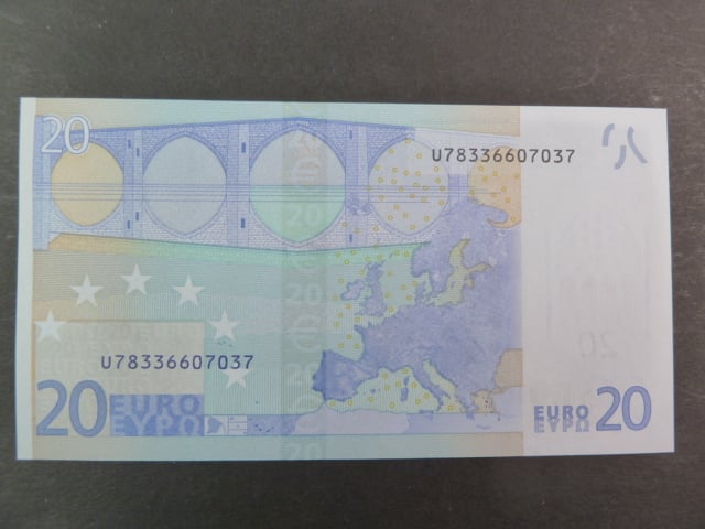 20 Euro 2002 s.U, Francie, podpis Jeana-Clauda Tricheta, L061 tiskárna Banque de France, Francie