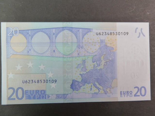 20 Euro 2002 s.U, Francie, podpis Jeana-Clauda Tricheta, L062 tiskárna Banque de France, Francie