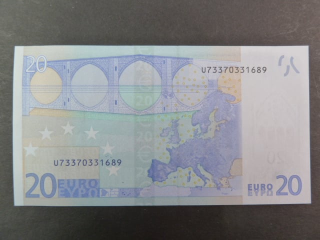 20 Euro 2002 s.U, Francie, podpis Jeana-Clauda Tricheta, L063 tiskárna Banque de France, Francie