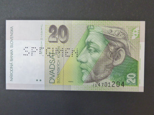 20 Sk 1.7.1999 s. J, 1x vodorovná per. SPECIMEN, Baj. SK23