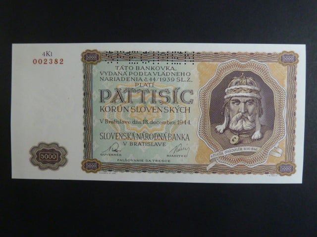 5000 Ks 18.12.1944 série 4Kl, nevydaná, 1x perf. SPECIMEN