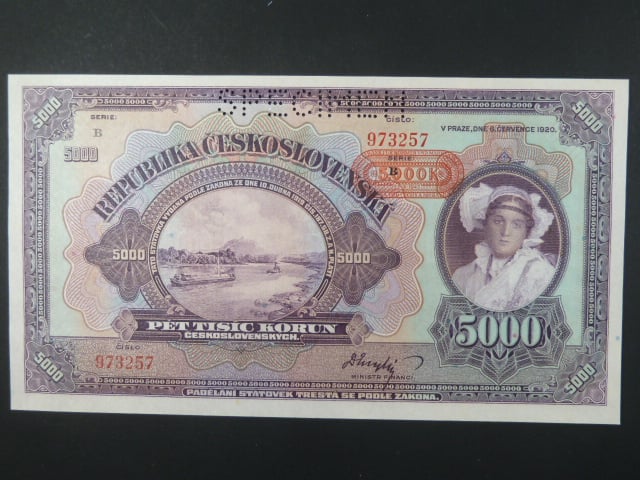 5000 K 25.10.1943, serie B nevydaná, perf. SPECIMEN