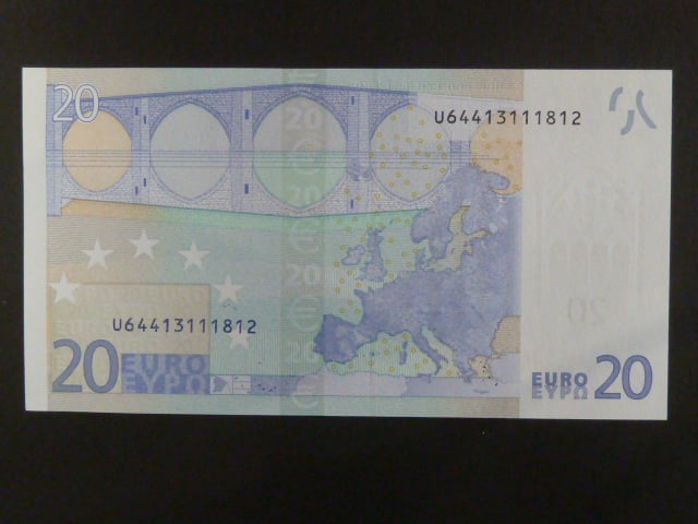 20 Euro 2002 s.U, Francie, podpis Jeana-Clauda Tricheta, L064 tiskárna Banque de France, Francie
