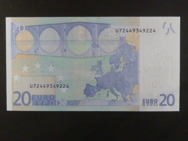 20 Euro 2002 s.U, Francie, podpis Jeana-Clauda Tricheta, L065 tiskárna Banque de France, Francie