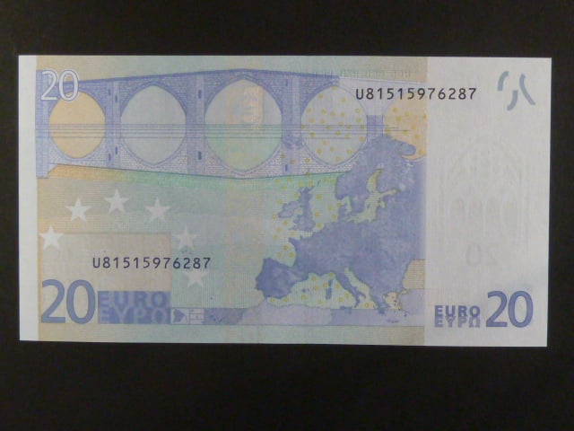 20 Euro 2002 s.U, Francie, podpis Jeana-Clauda Tricheta, L067 tiskárna Banque de France, Francie