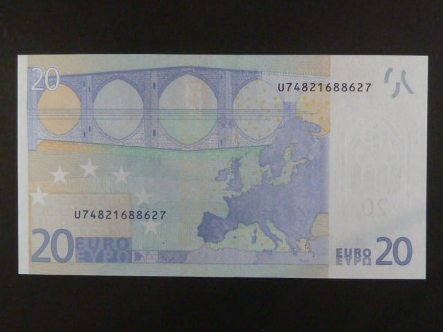 20 Euro 2002 s.U, Francie, podpis Jeana-Clauda Tricheta, L076 tiskárna Banque de France, Francie