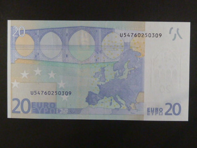 20 Euro 2002 s.U, Francie, podpis Jeana-Clauda Tricheta, L077 tiskárna Banque de France, Francie