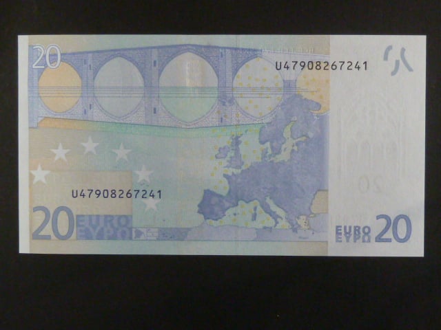 20 Euro 2002 s.U, Francie, podpis Jeana-Clauda Tricheta, L083 tiskárna Banque de France, Francie