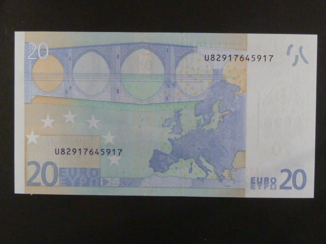 20 Euro 2002 s.U, Francie, podpis Jeana-Clauda Tricheta, L084 tiskárna Banque de France, Francie