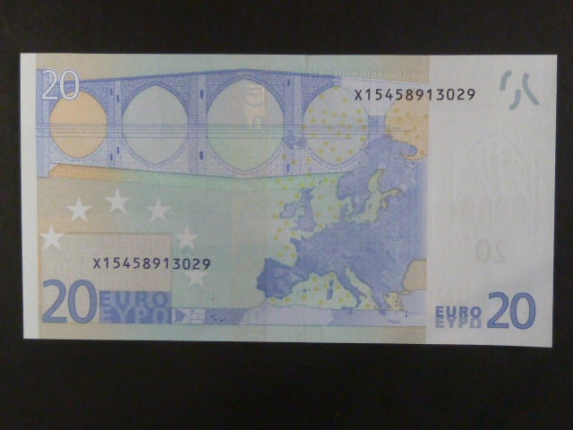 20 Euro 2002 s.X, Německo, podpis Jeana-Clauda Tricheta, P013 tiskárna Giesecke a Devrient, Německo
