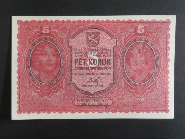 5 Kč 15. 4. 1919 série 0018