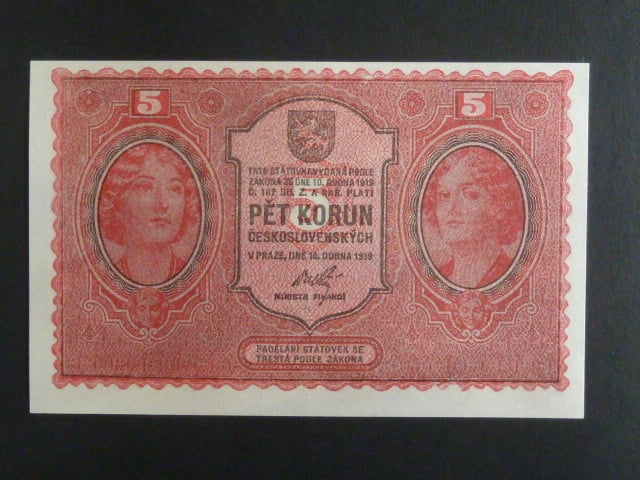 5 Kč 15. 4. 1919 série 0136