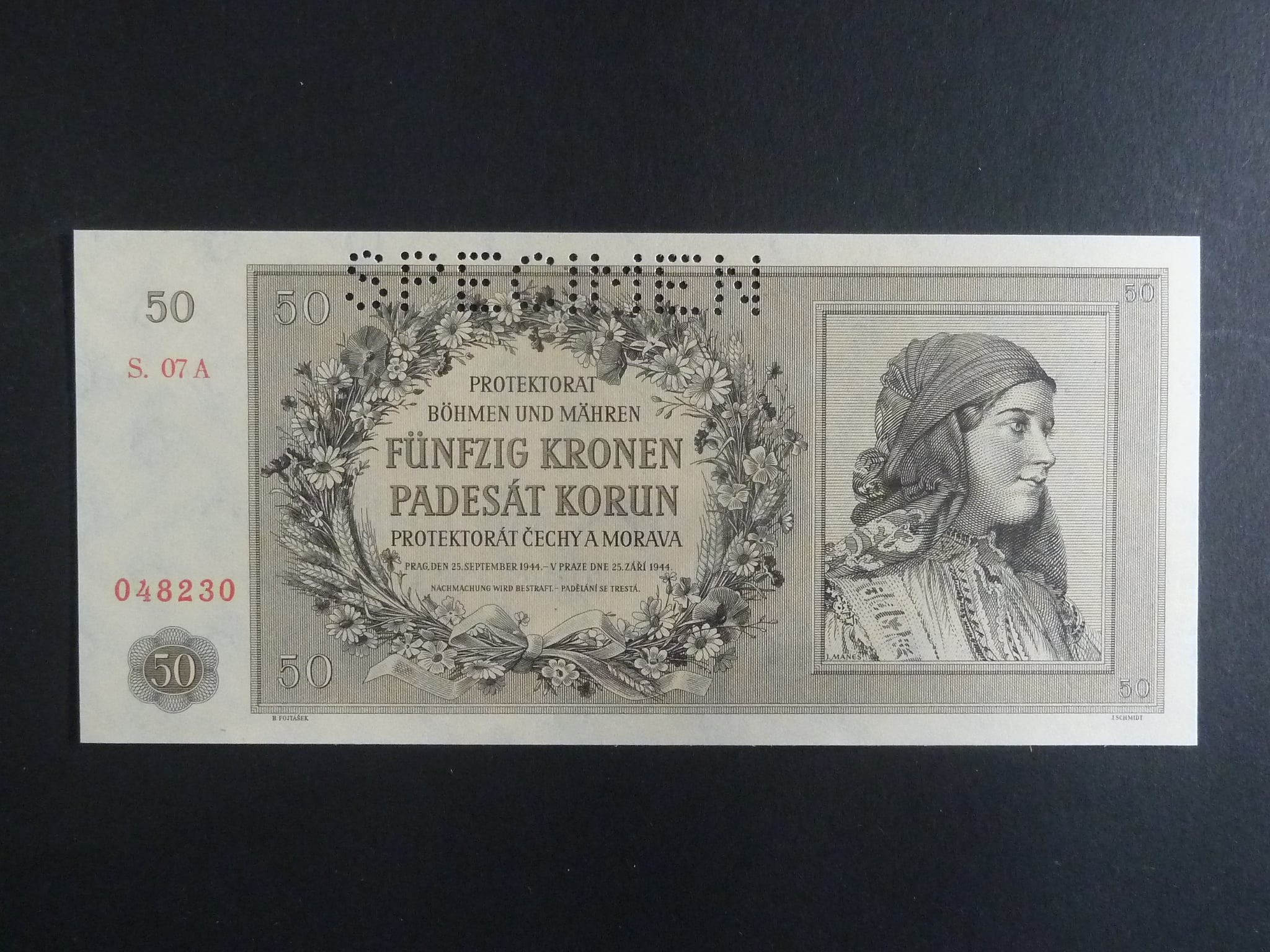 50 K 25.9.1944 série 07 A perf. SPECIMEN