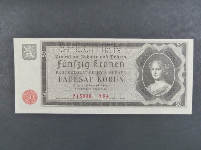 50 K 12.9.1940 série A 04, perforace SPECIMEN