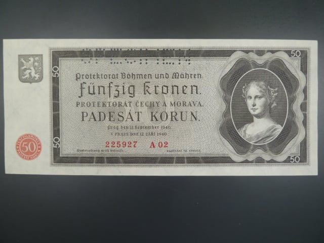 50 K 12.9.1940 série A 02, perforace SPECIMEN