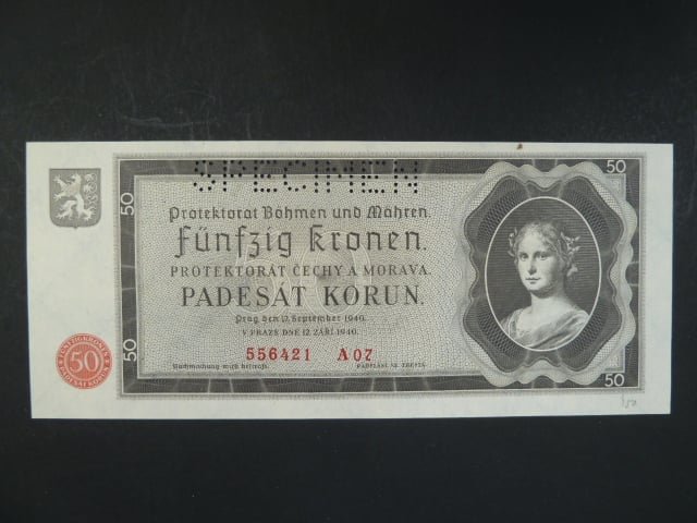 50 K 12.9.1940 série A 07, perforace SPECIMEN