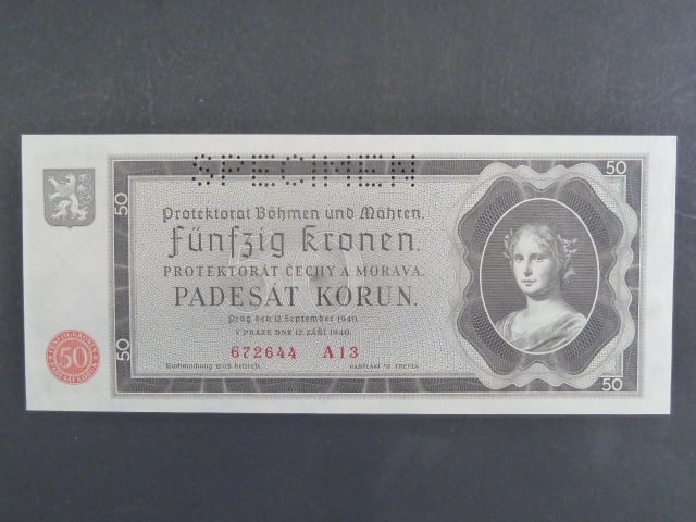 50 K 12.9.1940 série A 13, perforace SPECIMEN