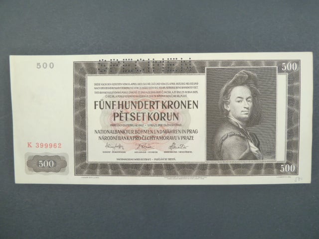500 K 24.2.1942, I. vydání, série K, perf. SPECIMEN