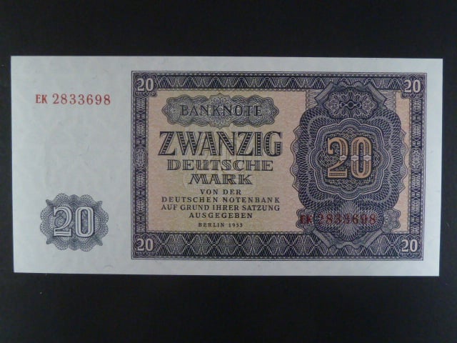DDR - 20 DM 1955 série EK, Ro. 351a, Grab. DDR-13a