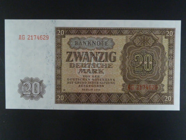 DDR - 20 DM 1948 série AG, Ro. 344d, Grab. DDR-6