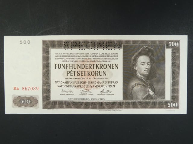 500 K 24.2.1942, II. vydání, série Ka, perf. SPECIMEN