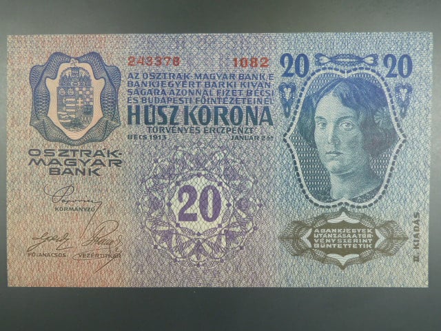 20 K 2.1.1913 II.vydání, tmavý odstín
