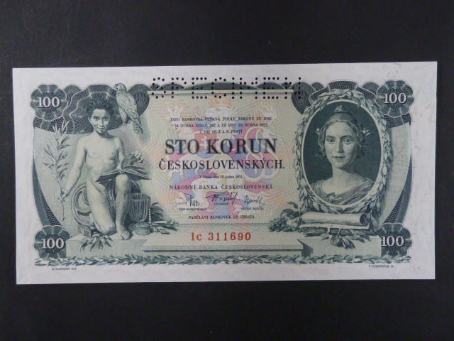 100 Kč 10.1.1931, serie Ic, III.vydání, perf. SPECIMEN