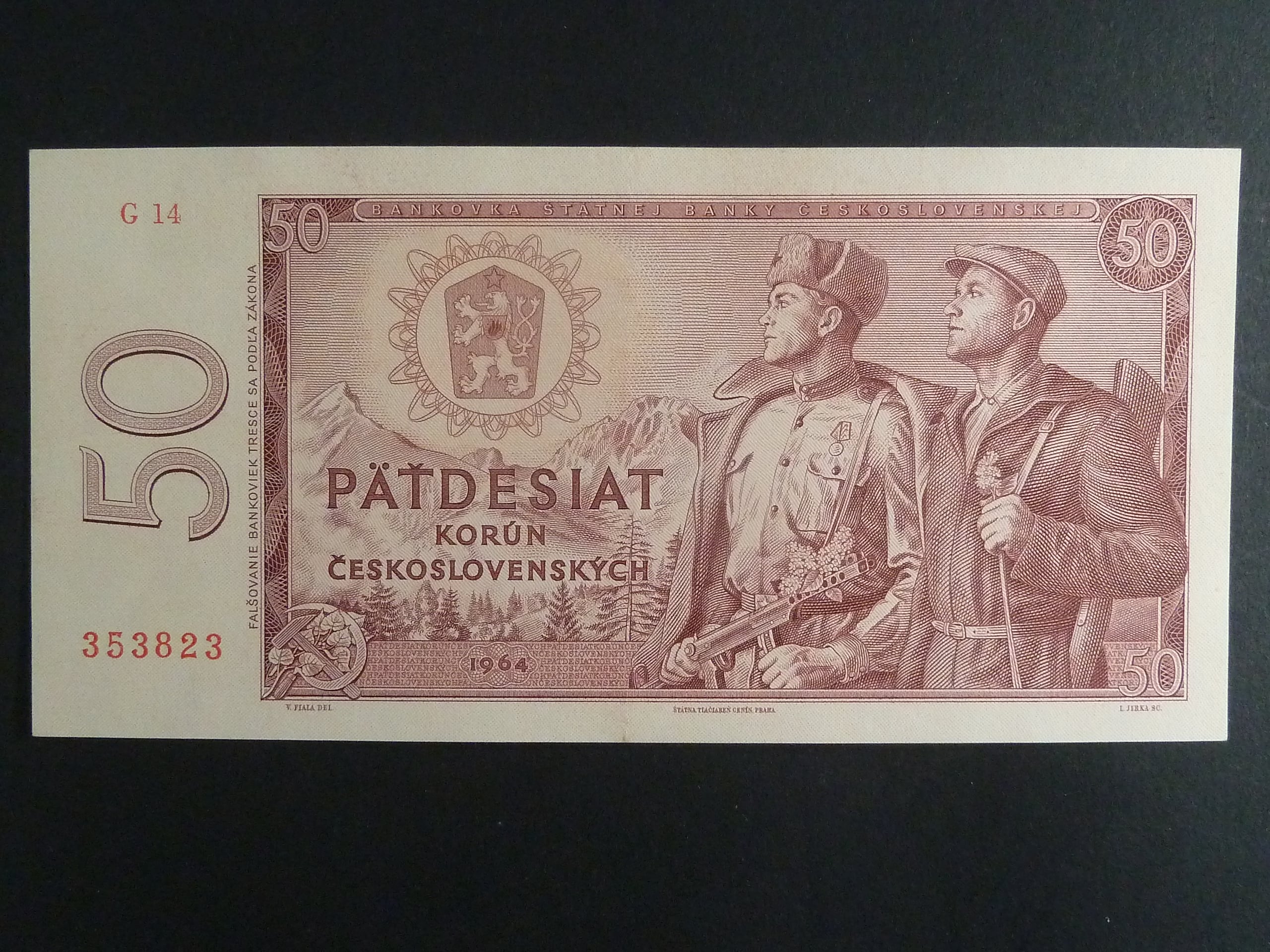 50 Kčs 1964 s. G 14 - úzký typ číslovače