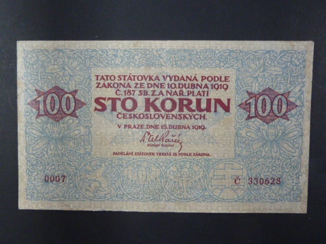 100 Kč 15.4.1919 série 0007, Ba. 12, Pi. 11a