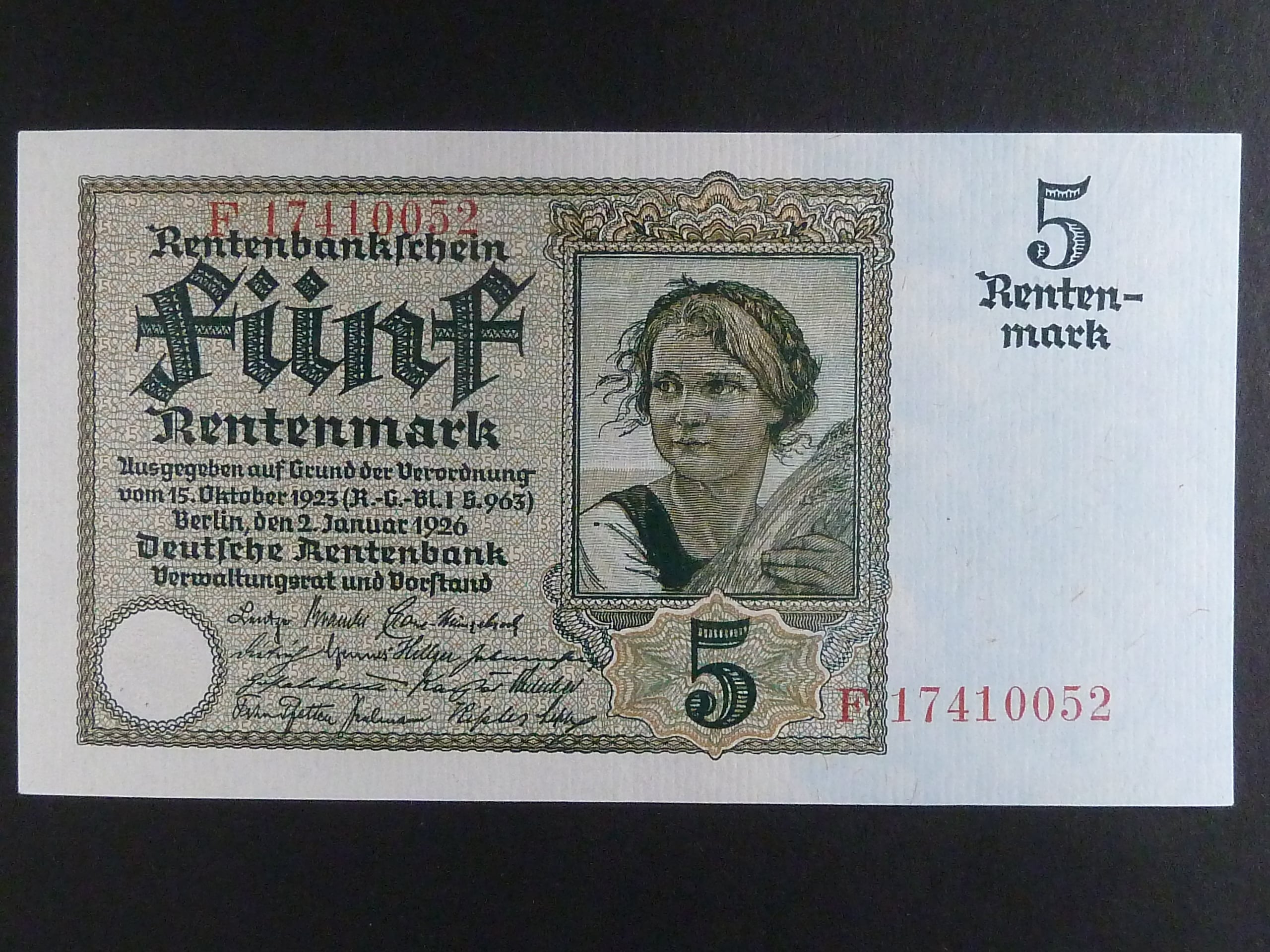 Německo, 5 Rtm 1926 série F, 8-mi místný číslovač, Ba. D13b