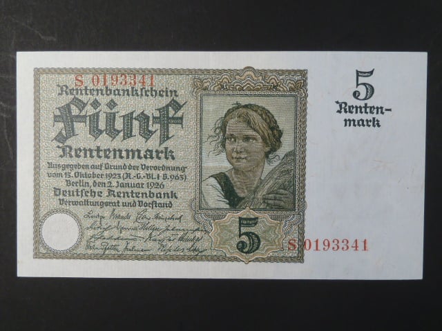 Německo, 5 Rtm 1926 série S, číslovač 7 míst, Ba. D 13a