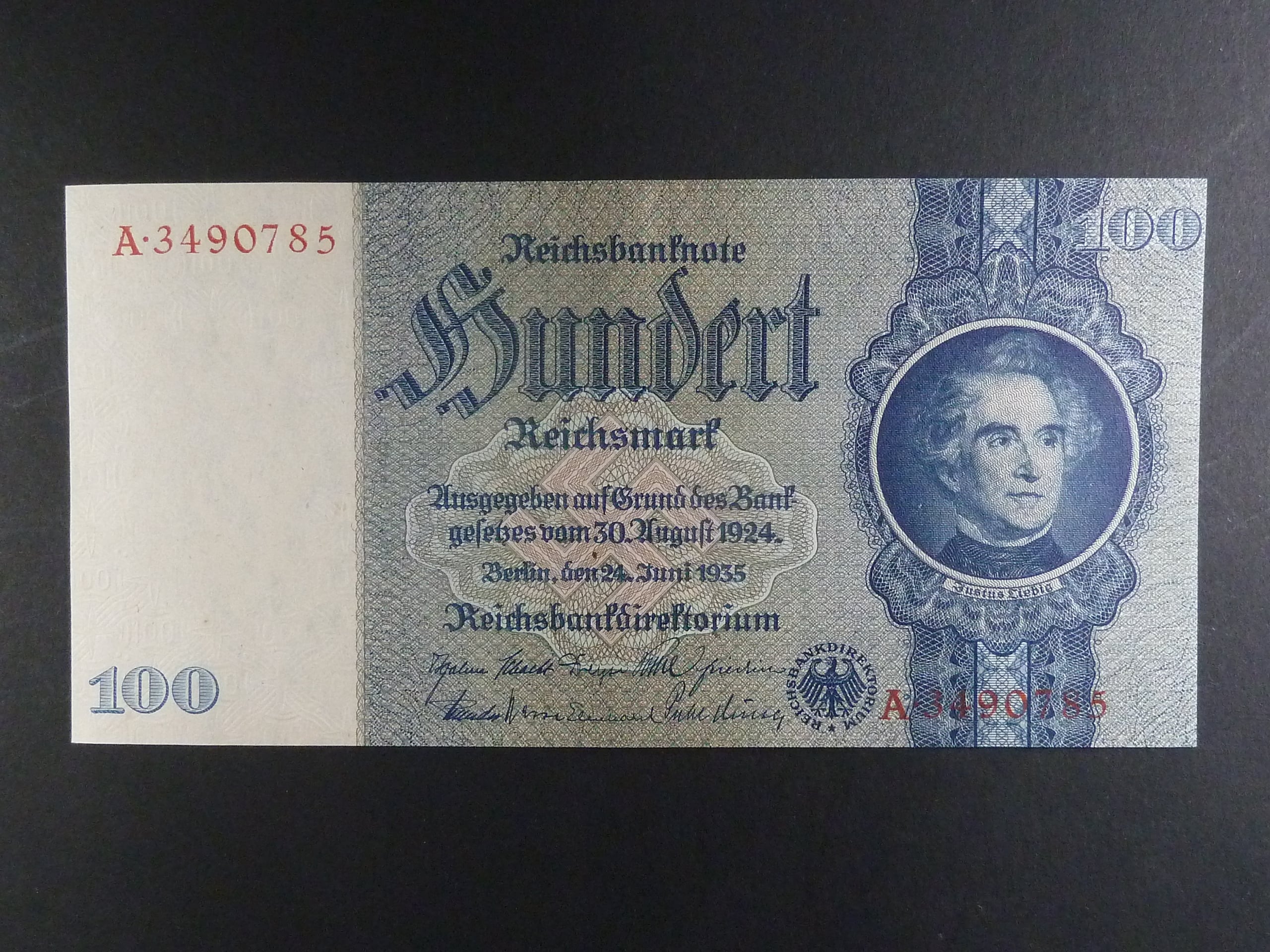 Německo, 100 RM 1935 série A,válečné vydání