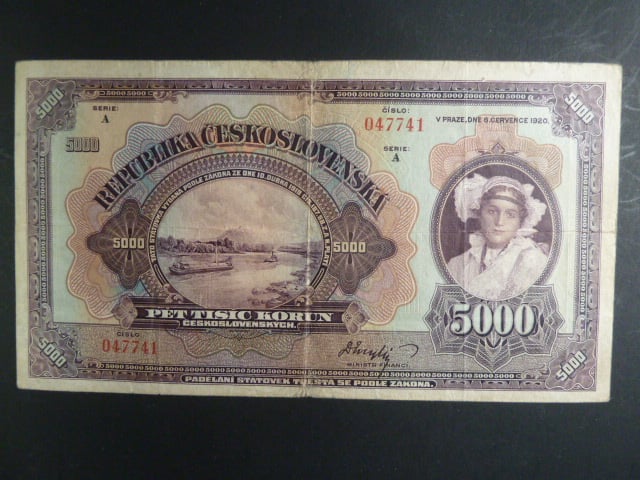 5000 Kč 6.7.1920 série A, neperforovaná