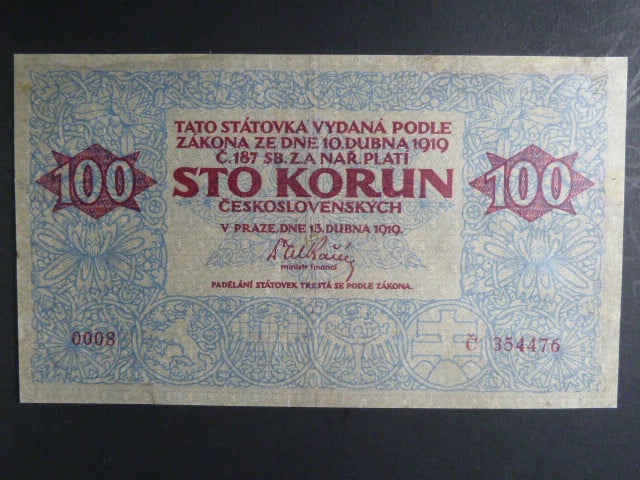 100 Kč 15.4.1919 série 0008, Ba. 12, Pi. 11a