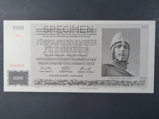 5000 K 1944 série 20 A, perf. SPECIMEN