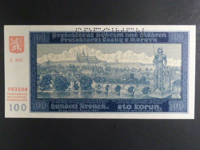 100 K 1940, série 20 G II. vydání, perf. SPECIMEN