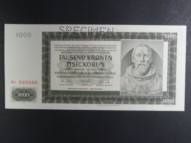 1000 K 24.10.1942 série Ec, III. vydání, perf. SPECIMEN