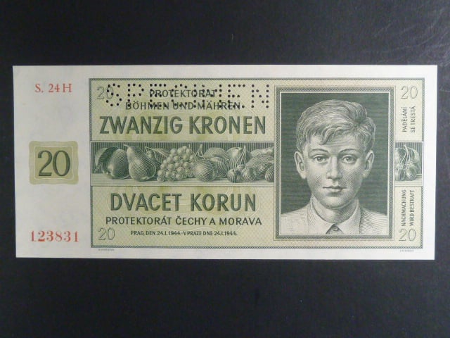 20 K 24.1.1944, série 24 H, perf. SPECIMEN