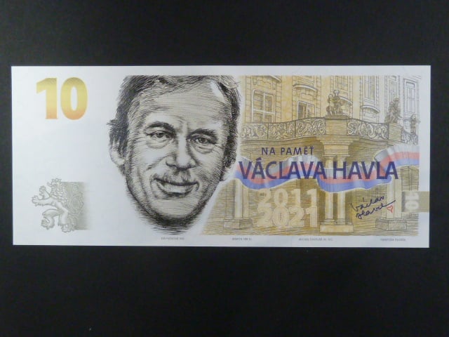 Pamětní tisk ve formě bankovky na počest prezidenta Václava Havla, série C 01 000319, náklad 500 ks, dárkový obal