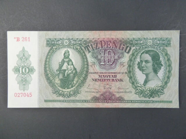 Maďarsko, 10 Pengö 1936 série *B 261 Szálasiho vydání, Ba. H 6b