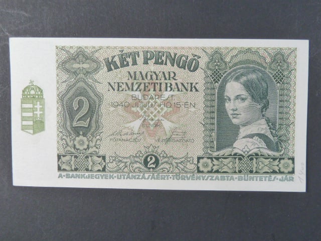 Maďarsko, 2 Pengö 15.7.1940 série J 649 bílý papír, Ba. H 2a
