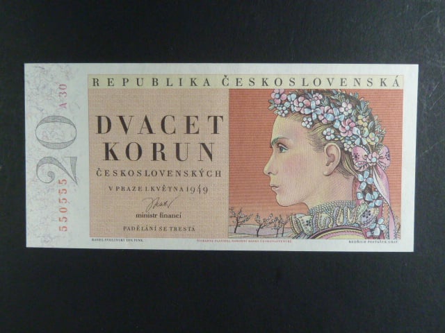 20 Kčs 1.5.1949, série A 30