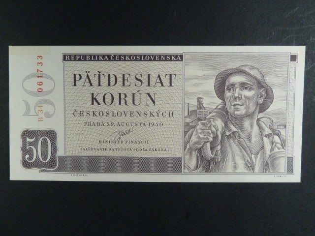 50 Kčs 29.8.1950, série B 34