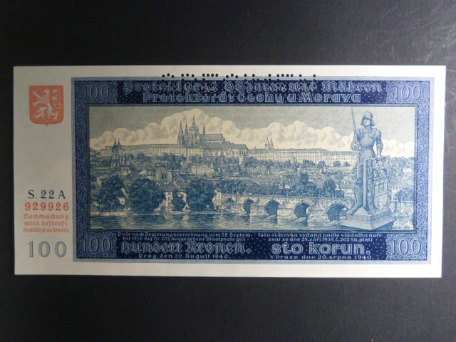100 K 1940, série 22 A I. vydání, perf. SPECIMEN