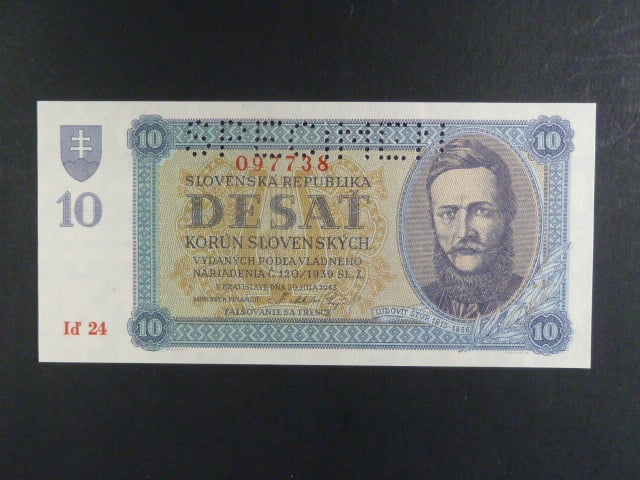 10 Ks 20.7.1943 série Eh 28 perf. SPECIMEN nahoře