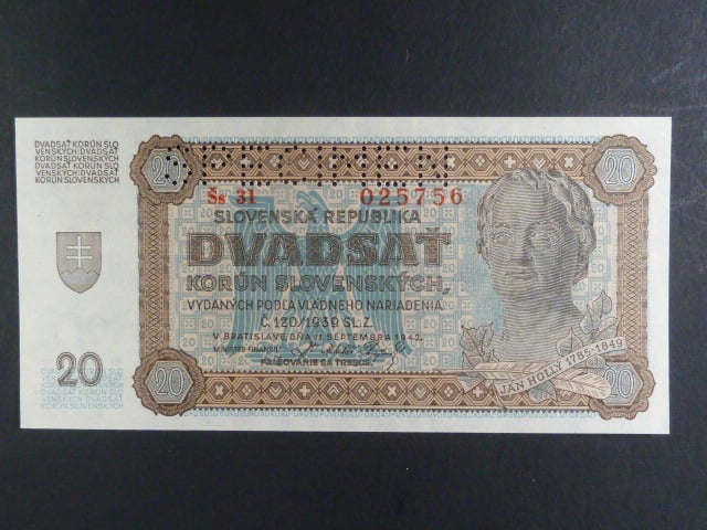 20 Ks 11.9.1942 série Šs 31 perf. SPECIMEN nahoře